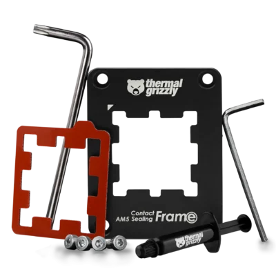Thermal Grizzly AM5 Contact Sealing Frame - Contact Frame & CPU Guard Combination - Optimizes Contact Pressure Points & Protects Components - for AMD Ryzen 7000 CPUs