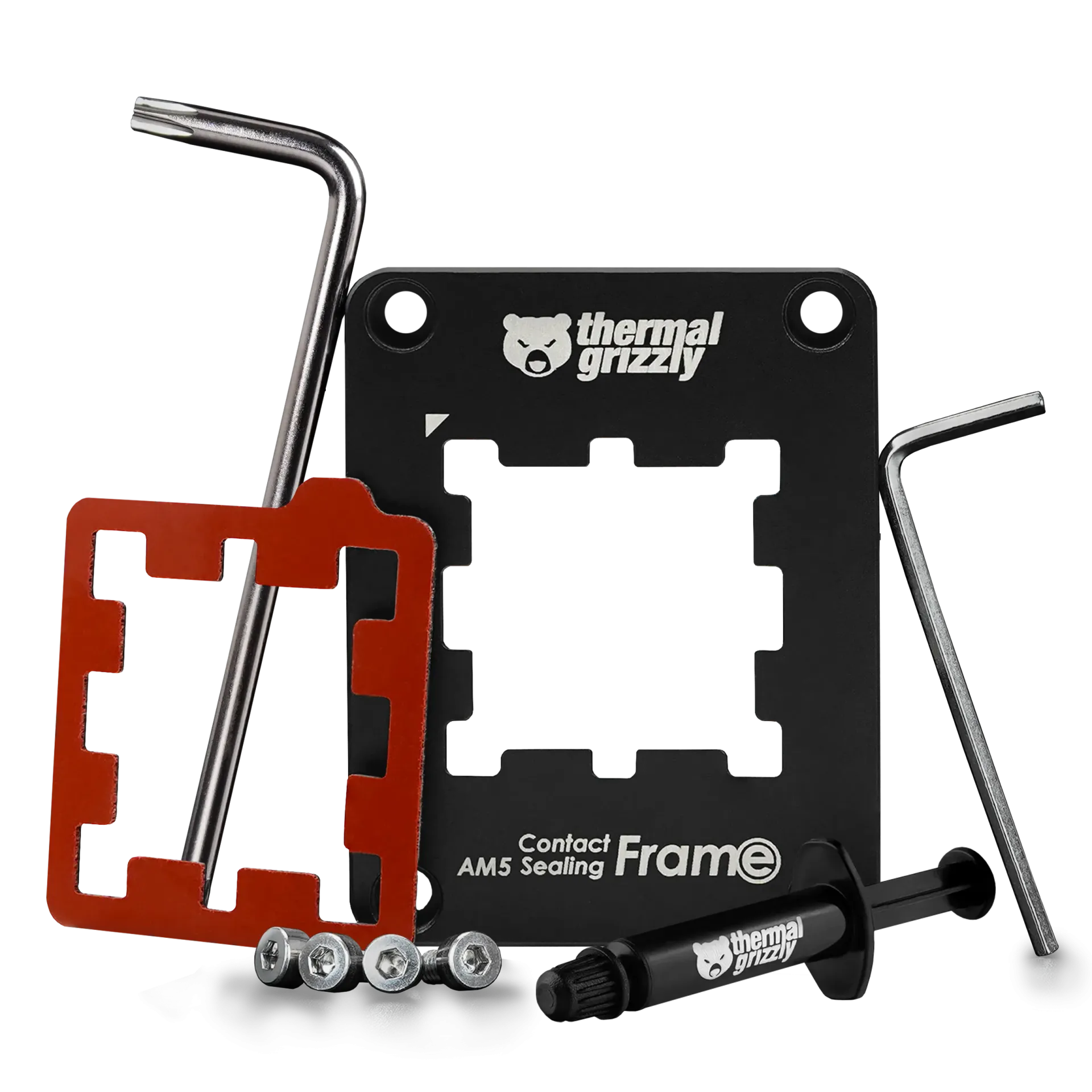 Thermal Grizzly AM5 Contact Sealing Frame - Contact Frame & CPU Guard Combination - Optimizes Contact Pressure Points & Protects Components - for AMD Ryzen 7000 CPUs